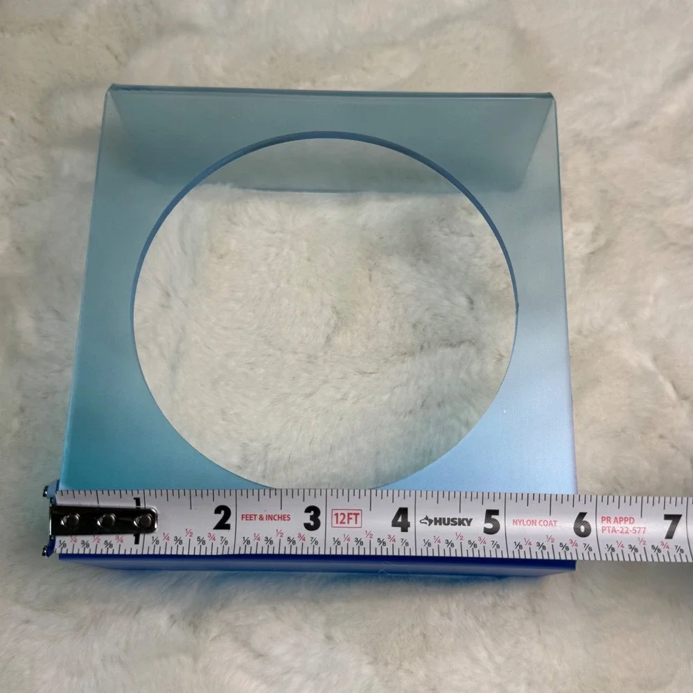 New Blue Ombre Frosted Acrylic Elevated Pet Bowl Stand Riser Modern Minimalist